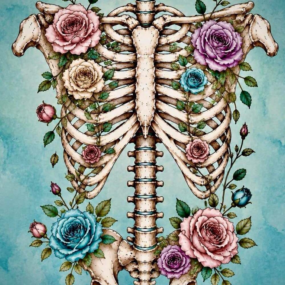 8 X 10 Framed Skeleton Roses 2 A 49